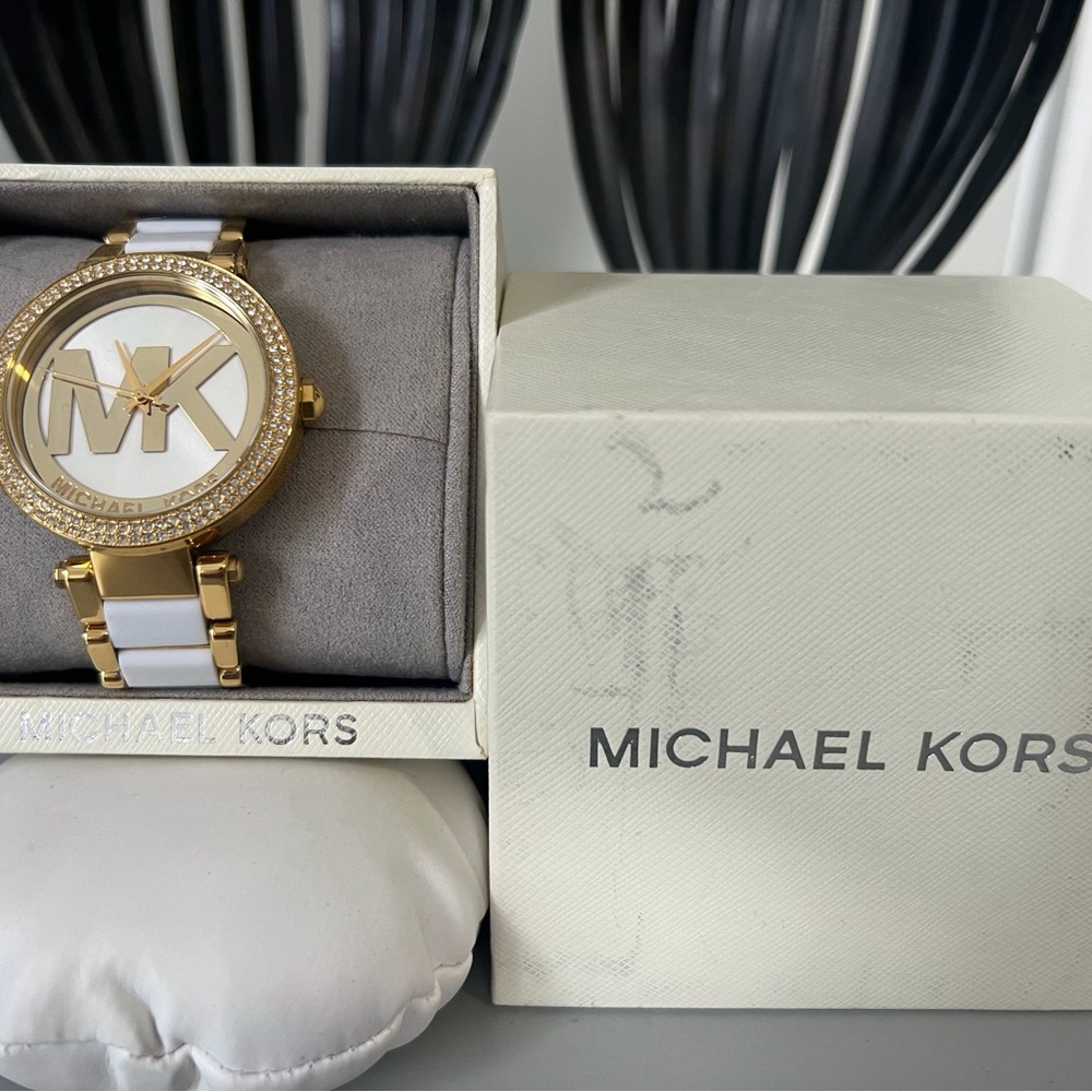Michael Kors Gold and White Watch